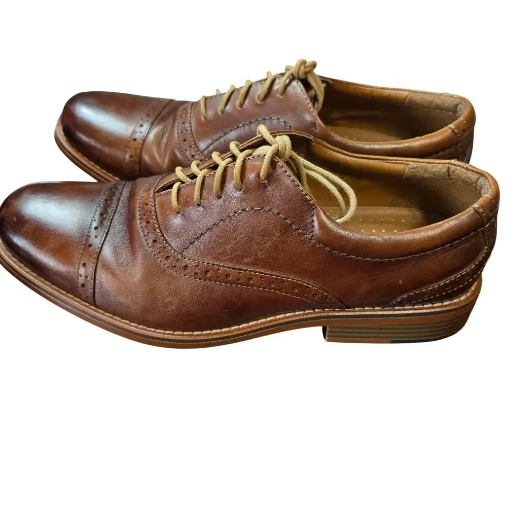Bass 9.5 M Brown Leather Men's Dress Shoe Oxford Derby Brogues 9 1/2 Medium